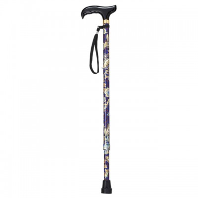 EXTENDABLE ALUMINIUM WALKING CANE WITH PRINTING AND WOODEN HANDLE