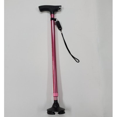 Telescopic aluminum walking stick with LED flashlight