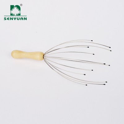 Custom Logo Wood Scalp Cleaning Portable Handheld Scalp Head Massager