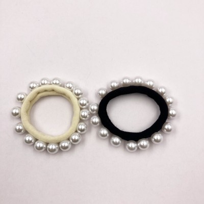 women elastic hair bands cute girl hair ties  white pearl hair scrunchies